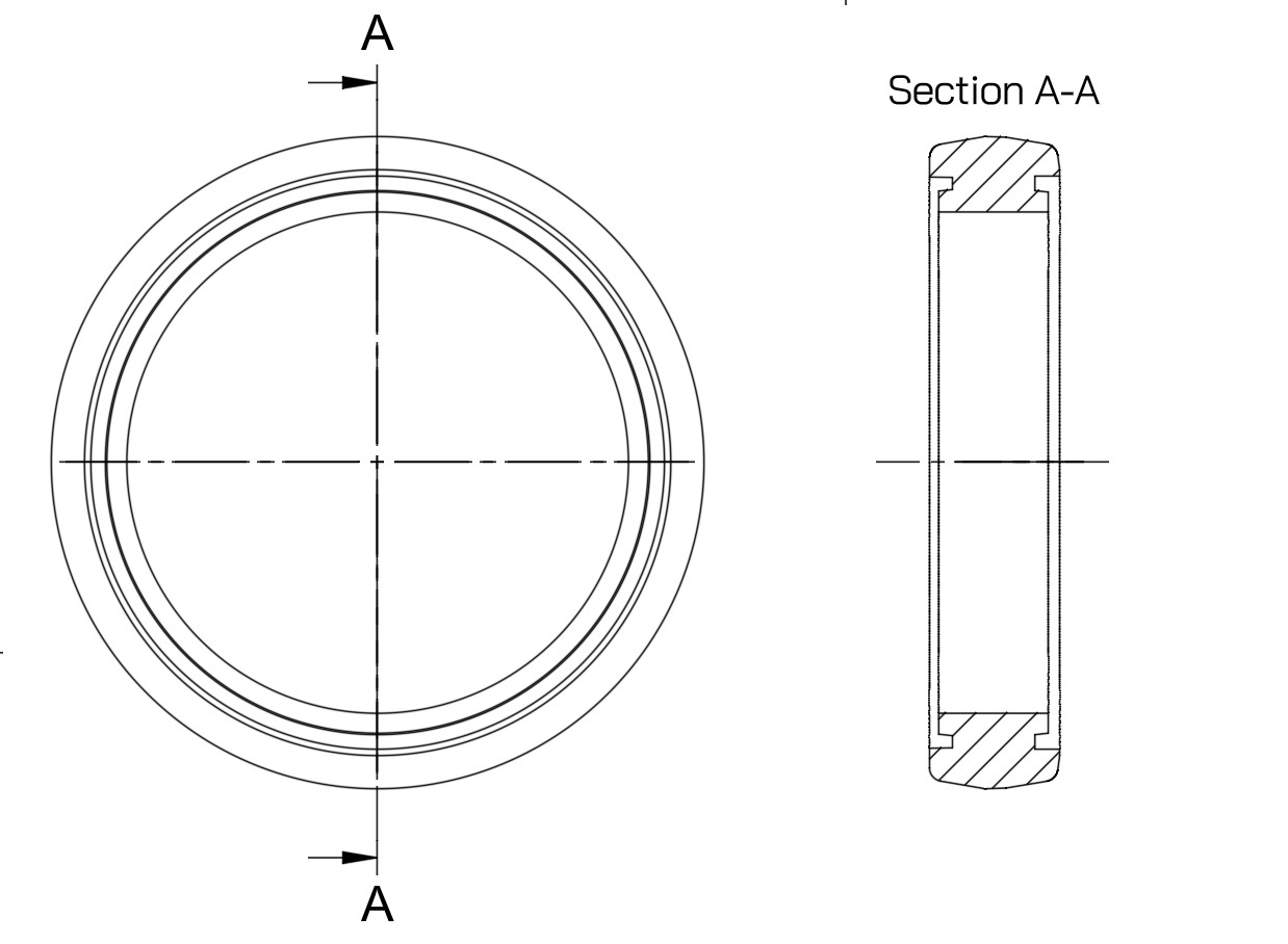 Creaser ring cross-section drawing